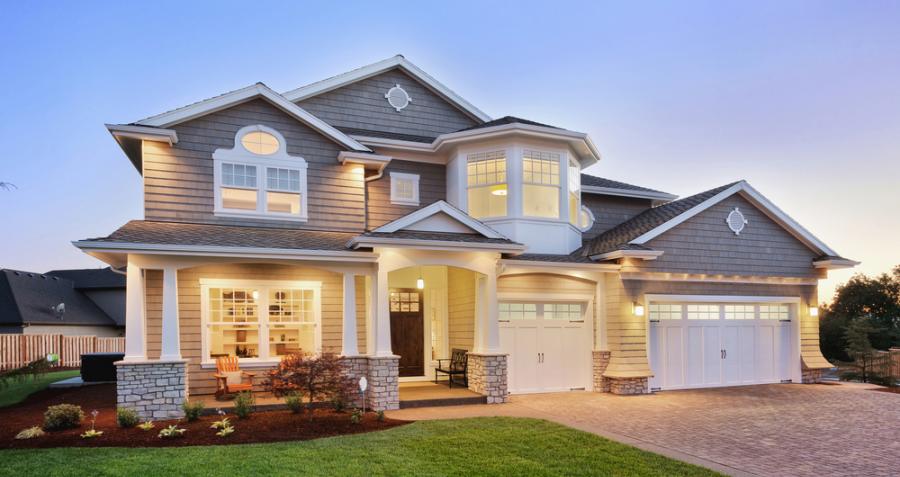 large house at magic hour